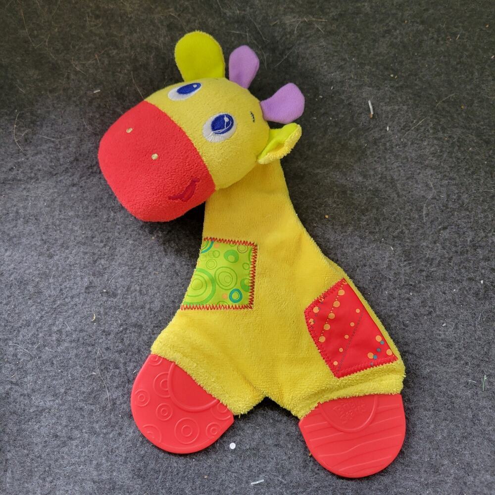 Bright Starts Baby Teether Giraffe Security Blanket Crinkle Lovey Kids II,‎ 10"